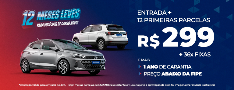 Seminovos com parcelas de R$ 299
